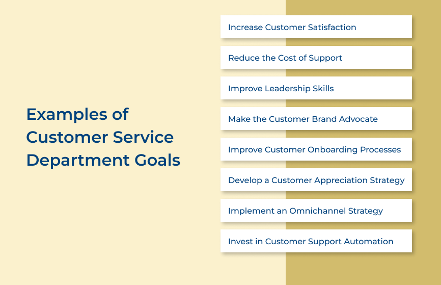 Customer Service Department Goals Examples