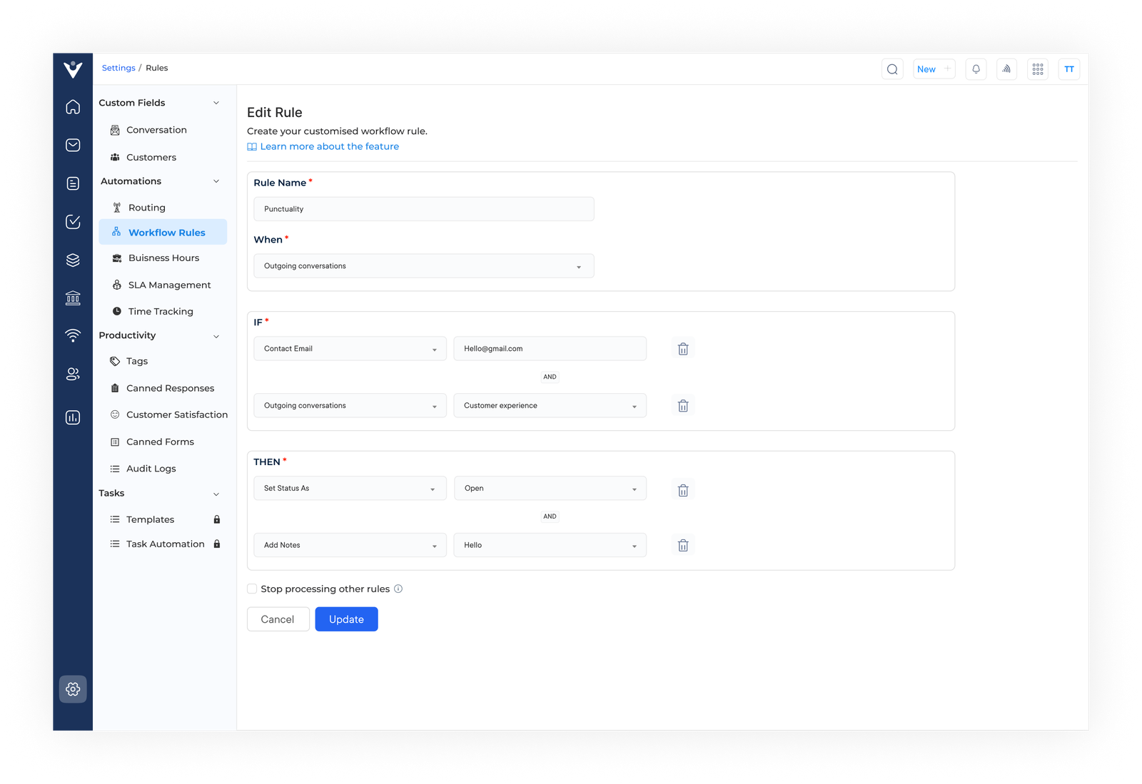 Veemo Workflow Rules