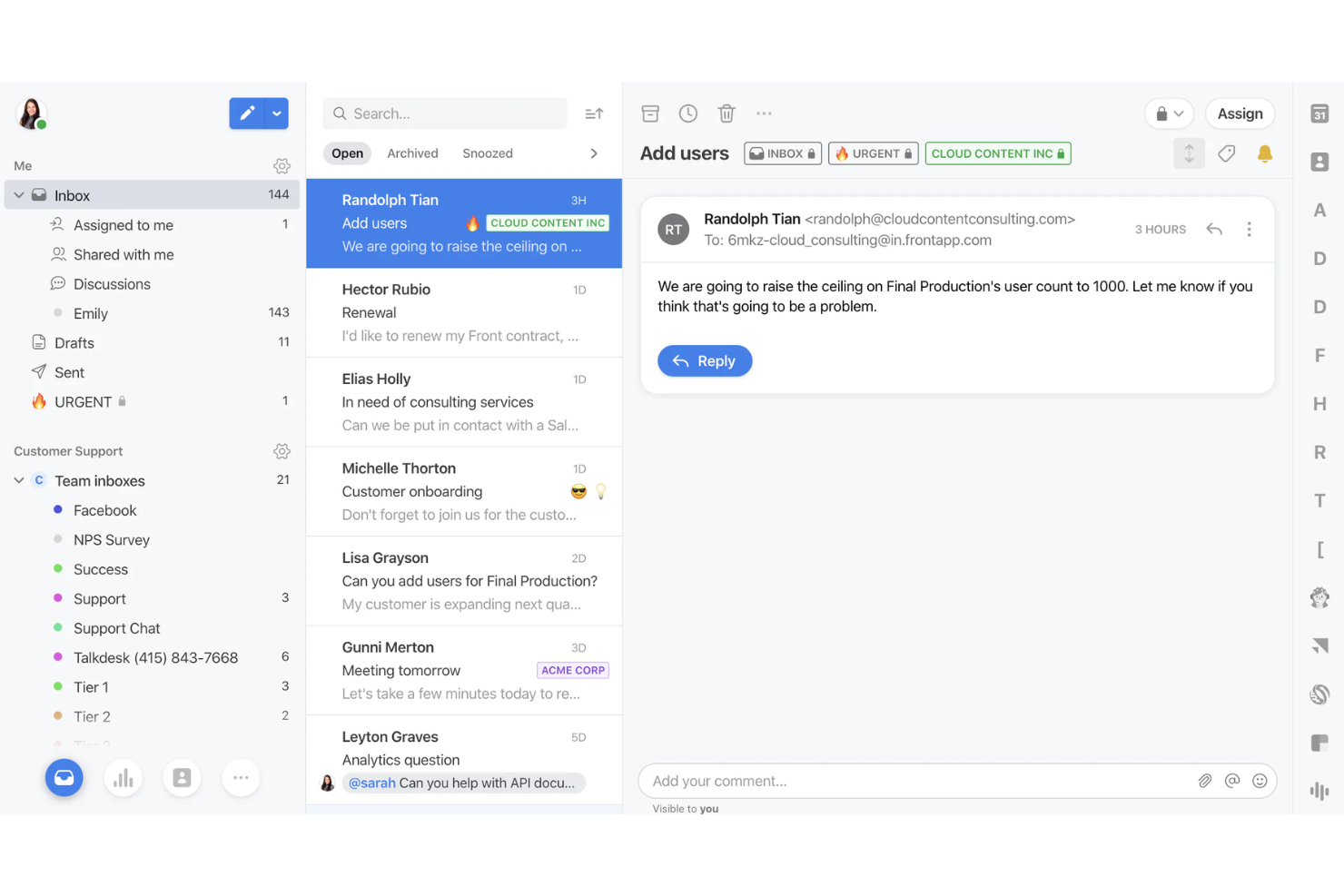 Front Email Support Software