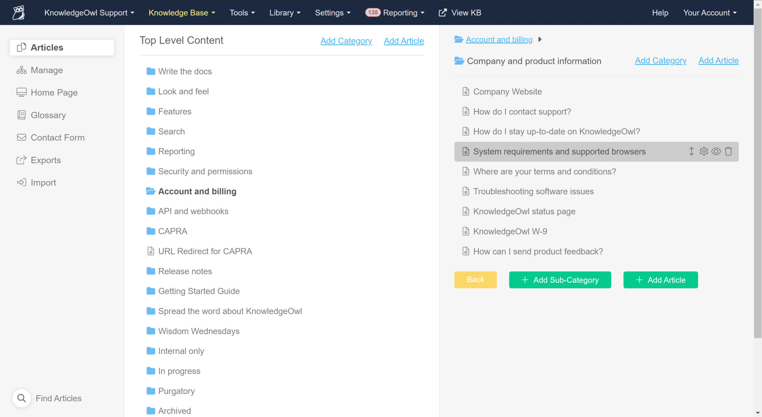 KnowledgeOwl Knowledge Sharing Tool
