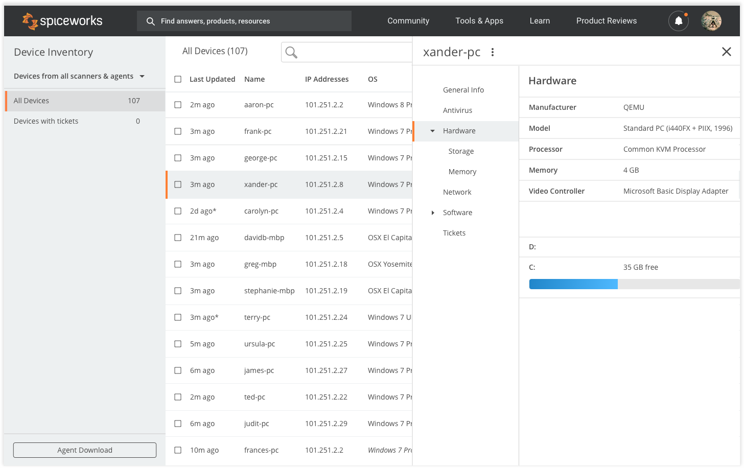 Spiceworks Help Desk Asset Management