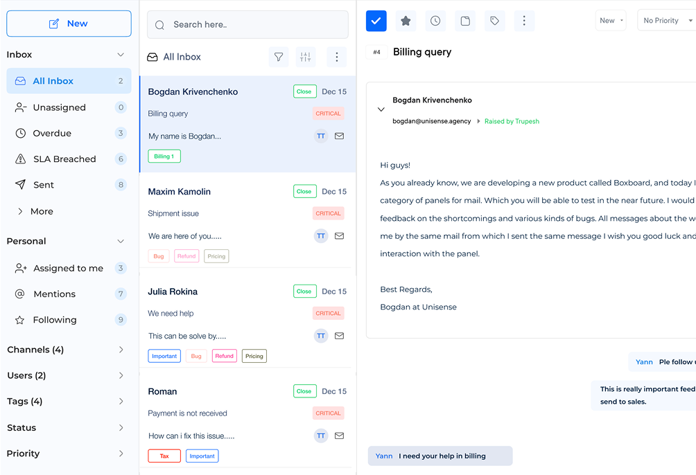 Email Support Software Dashboard 2