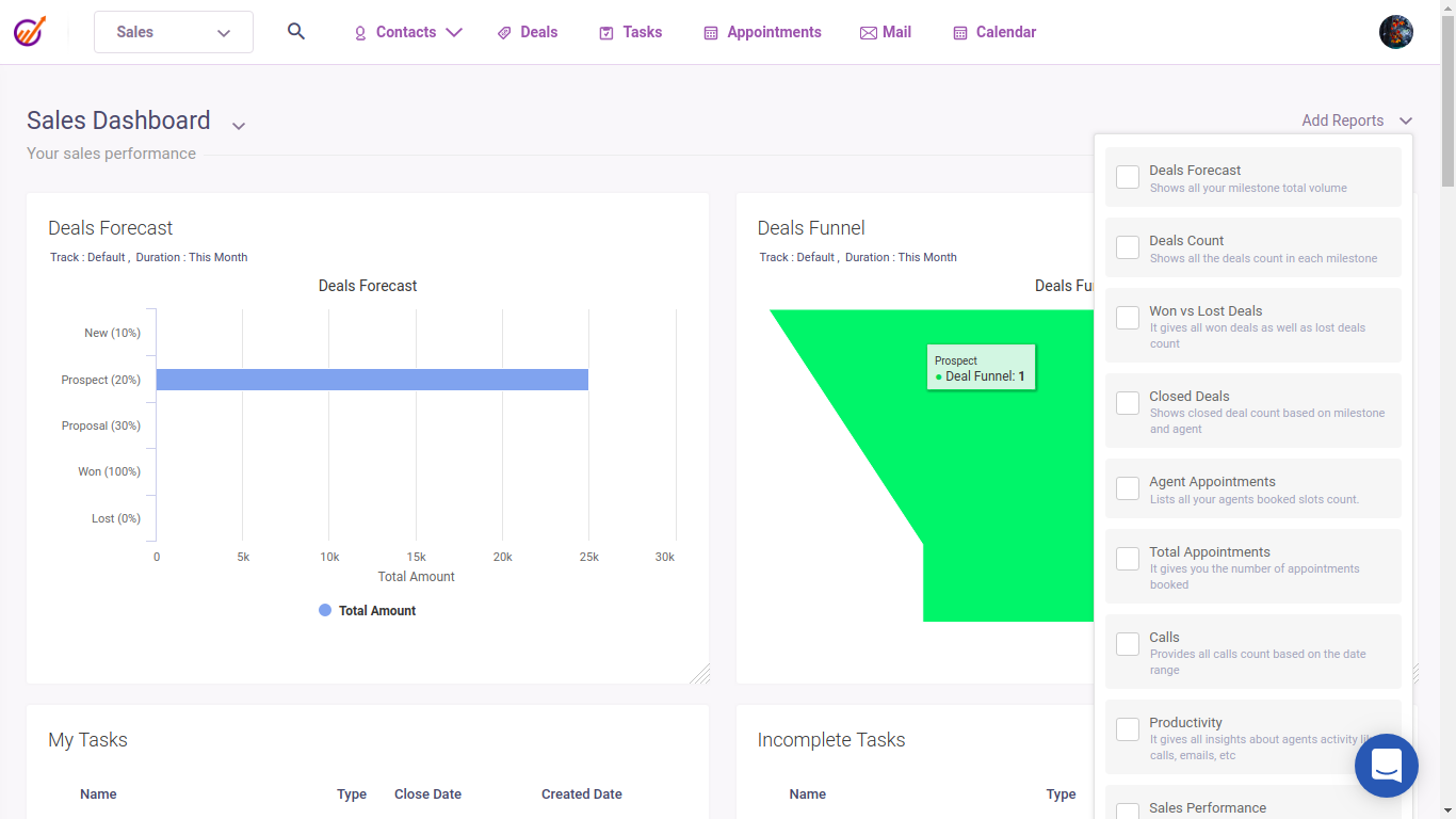 EngageBay Sales Reporting Software