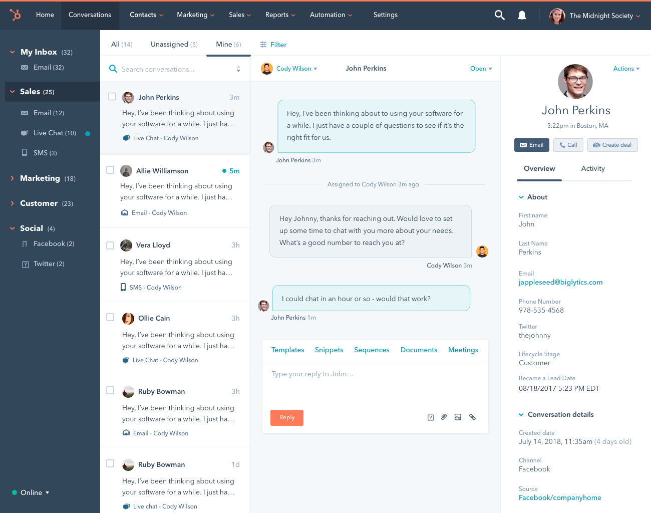 HubSpot Omnichannel Communication Software