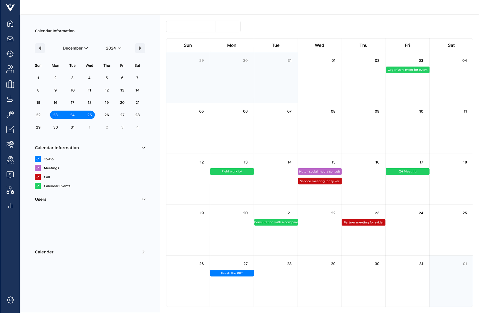 Veemo Sales Calendar