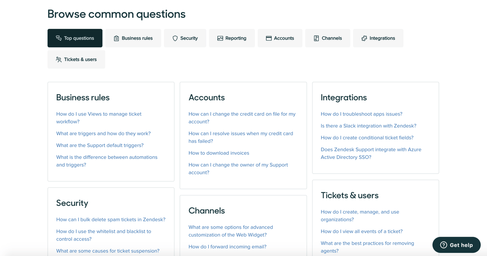 Zendesk SaaS Knowledge Base