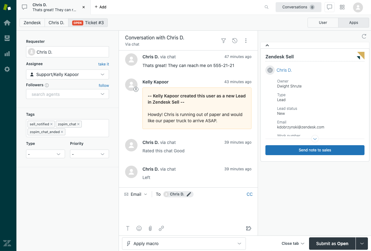 Zendesk Sell Lead Generation Tool