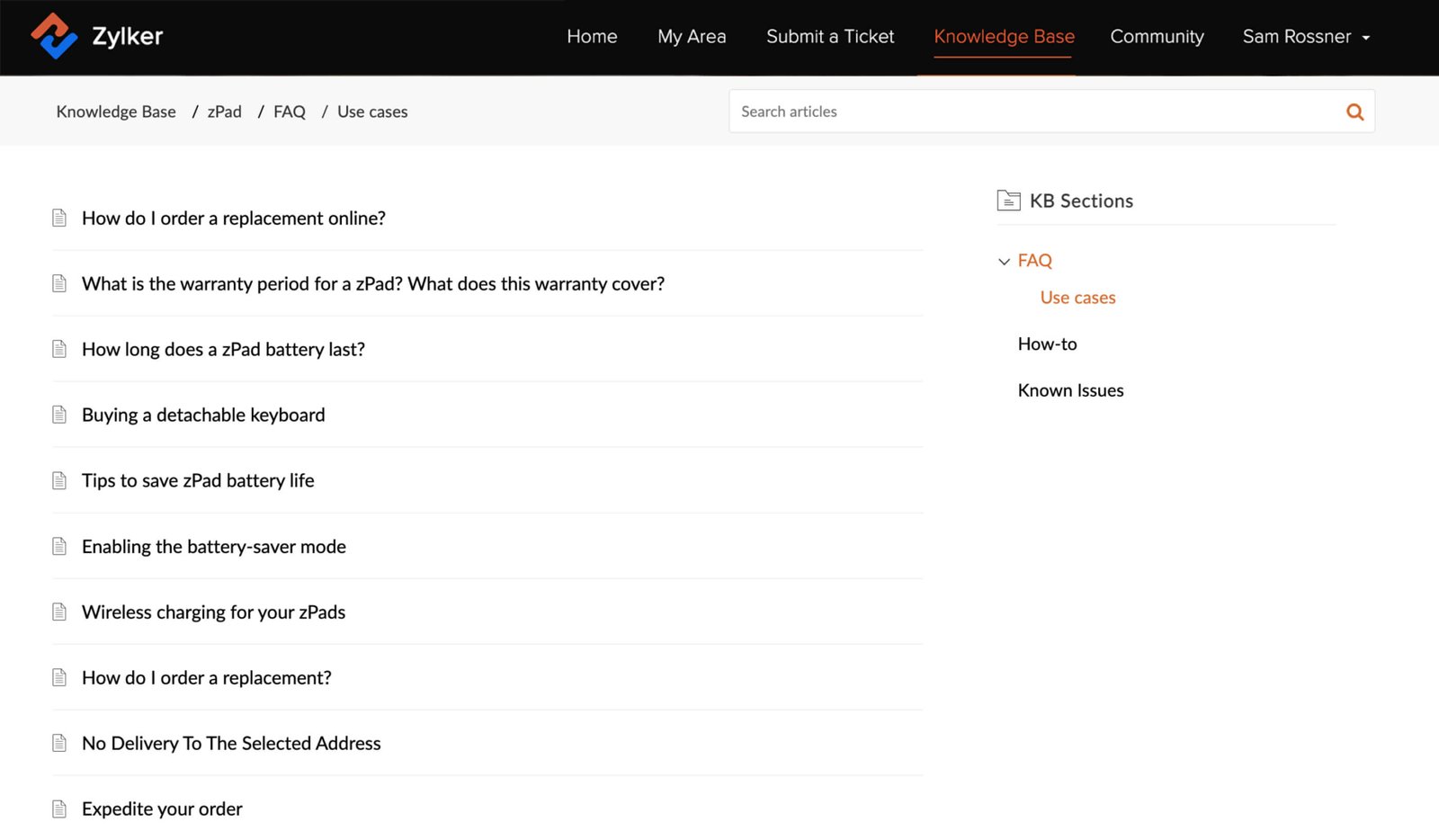 Zoho Desk FAQ Software